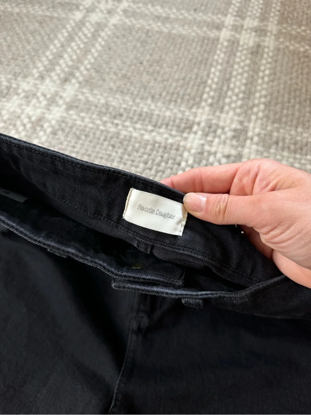 Favorite Daughter Eva long black denim shorts